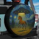 UFO Abducting A Horse In Starry Night Jeep Car Spare Tire Cover