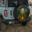 UFO Abducting Alien And Bigfoot In Starry Night Jeep Car Spare Tire Cover