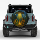 UFO Abducting Alien And Bigfoot In Starry Night Jeep Car Spare Tire Cover