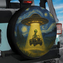 UFO Abducting Alien Drive Jeep In Starry Night Car Spare Tire Cover