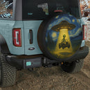 UFO Abducting Alien Drive Jeep In Starry Night Car Spare Tire Cover