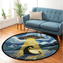 UFO Abducting Loch Ness Monster In Starry Night Round Rug