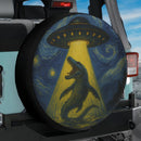 UFO Abducting Mosasaurus In Starry Night Jeep Car Spare Tire Cover