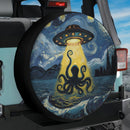 UFO Abducting A Octopus In Starry Night Jeep Car Spare Tire Cover
