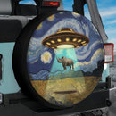 UFO Abducting A Rhino In Starry Night Jeep Car Spare Tire Cover