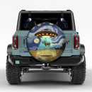 UFO Abducting A Rhino In Starry Night Jeep Car Spare Tire Cover
