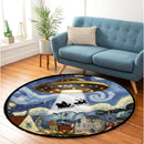 UFO Abducting Santa Claus In Starry Night Round Rug