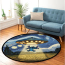 UFO Abducting Stitch In Starry Night Round Rug