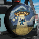 UFO Abducting Stitch In Starry Night Jeep Car Spare Tire Cover