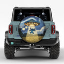 UFO Abducting Stitch In Starry Night Jeep Car Spare Tire Cover