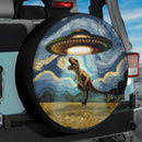 UFO Abducting A T-Rex In Starry Night Jeep Car Spare Tire Cover