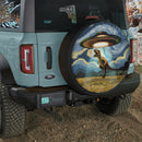 UFO Abducting A T-Rex In Starry Night Jeep Car Spare Tire Cover