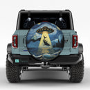 UFO Abducting A White Shark In Starry Night Jeep Car Spare Tire Cover