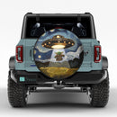 UFO Abducting A Yoda In Starry Night Jeep Car Spare Tire Cover