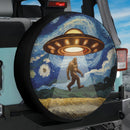 UFO Abducting Bigfoot In Starry Night Jeep Car Spare Tire Cover