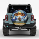 UFO Abducting Bigfoot In Starry Night Jeep Car Spare Tire Cover