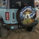 UFO Abducting Black Cat In Starry Night Jeep Car Spare Tire Cover