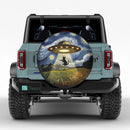 UFO Abducting Black Cat In Starry Night Jeep Car Spare Tire Cover