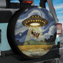 UFO Abducting Cow In Starry Night Jeep Car Spare Tire Cover