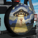 UFO Abducting Cute Dog In Starry Night Jeep Car Spare Tire Cover