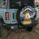 UFO Abducting Cute Dog In Starry Night Jeep Car Spare Tire Cover
