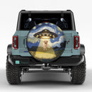 UFO Abducting Cute Dog In Starry Night Jeep Car Spare Tire Cover