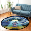 UFO Abducting Cute Eeyore In Starry Night Round Rug