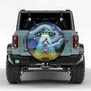 UFO Abducting Cute Eeyore In Starry Night Jeep Car Spare Tire Cover