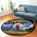 UFO Abducting Deadpool In Starry Night Round Rug