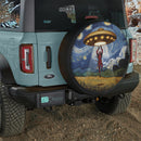 UFO Abducting Cute Deadpool In Starry Night Jeep Car Spare Tire Cover