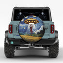 UFO Abducting Cute Deadpool In Starry Night Jeep Car Spare Tire Cover