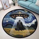 UFO Abducting Darth Vader Starry Night Round Rug
