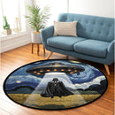 UFO Abducting Darth Vader Starry Night Round Rug