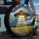 UFO Abducting Duck In Starry Night Jeep Car Spare Tire Cover