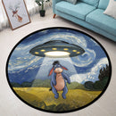 UFO Abducting Eeyore In Starry Night Round Rug
