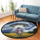 UFO Abducting Eeyore In Starry Night Round Rug