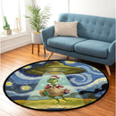 UFO Abducting Grinch In Starry Night Round Rug