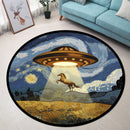 UFO Abducting Horse In Starry Night Round Rug