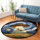 UFO Abducting Horse In Starry Night Round Rug