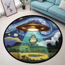 Ghibli UFO Abducting Totoro Starry Night Round Rug