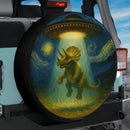 UFO Abducting Triceratops Dinosaur In Starry Night Jeep Car Spare Tire Cover