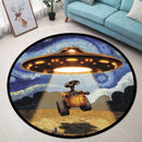 UFO Abducting Wall-e Starry Night Round Rug