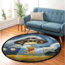 UFO Abducting Pooh Starry Night Round Rug