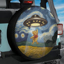 UFO Abducting Winnie The Pooh In Starry Night Jeep Car Spare Tire Cover
