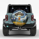 UFO Abducting Winnie The Pooh In Starry Night Jeep Car Spare Tire Cover