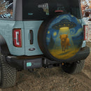 UFO Abducting A Yak Cow In Starry Night Jeep Car Spare Tire Cover
