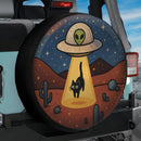 UFO Alien Abducting Black Cat Car Spare Tire Cover