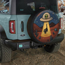 UFO Alien Abducting Black Cat Car Spare Tire Cover
