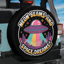 UFO Neon Beams And Space Dreams In Starry Night Jeep Car Spare Tire Cover
