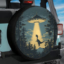 UFO Picking Up A Dinosaur Car Spare Tire Cover